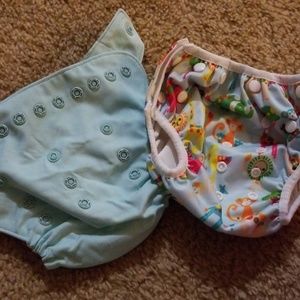 2 Swim Diaper Covers Grovia & unbranded, blue ice